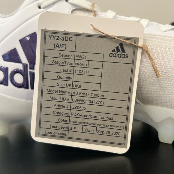 SAMPLE Adidas AS Freak Carbon White Football Cleats Marquise Brown PE Size 9.5 main image 9